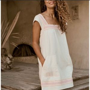 Faherty Hailee Dress in Apres Soleil Stripe Size M Organic Cotton